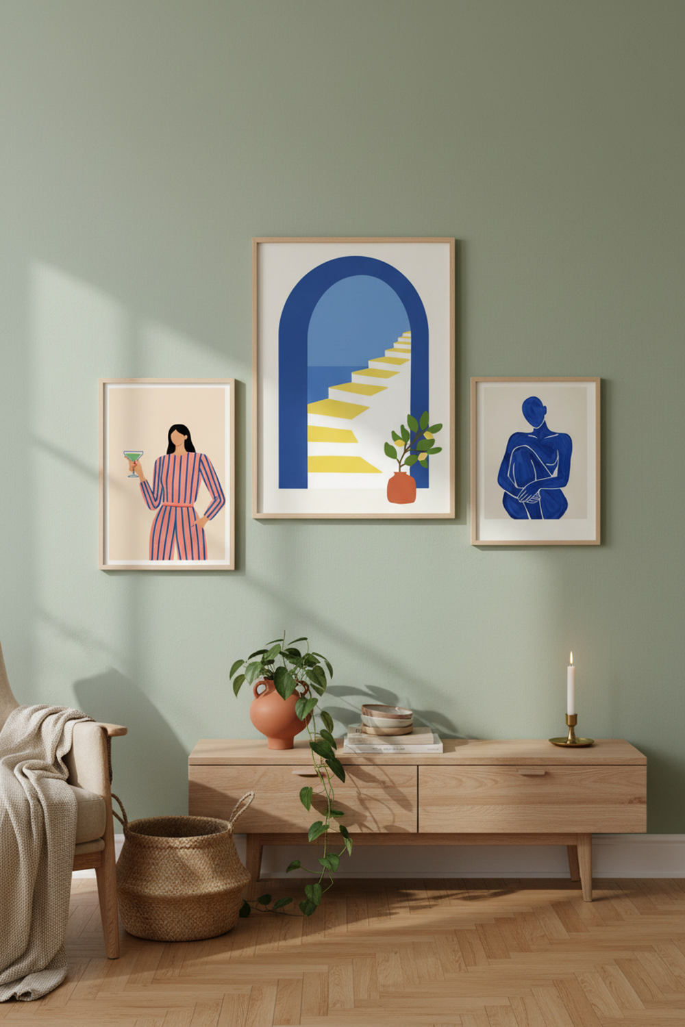 Mediterranean Archway Steps Art Print as part of a gallery wall arrangement