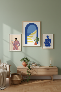 Mediterranean Archway Steps Art Print as part of a gallery wall arrangement