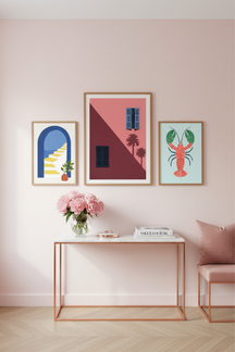 Mediterranean Palm Shadows Art Print as part of a gallery wall arrangement