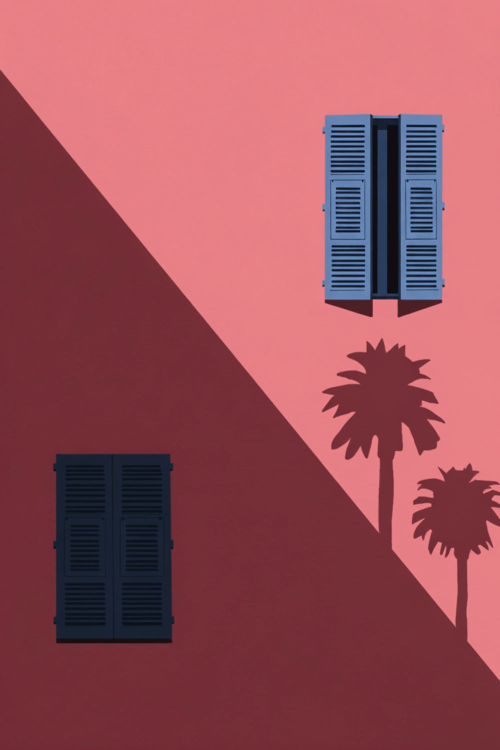 Mediterranean Palm Shadows Art Print – wall art print by LOUDHAUS
