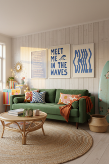 Meet Me In The Waves Typography Art Print as part of a gallery wall arrangement
