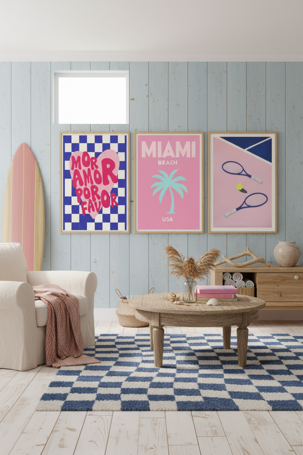 Miami Beach Palm Tree Art Print as part of a gallery wall arrangement
