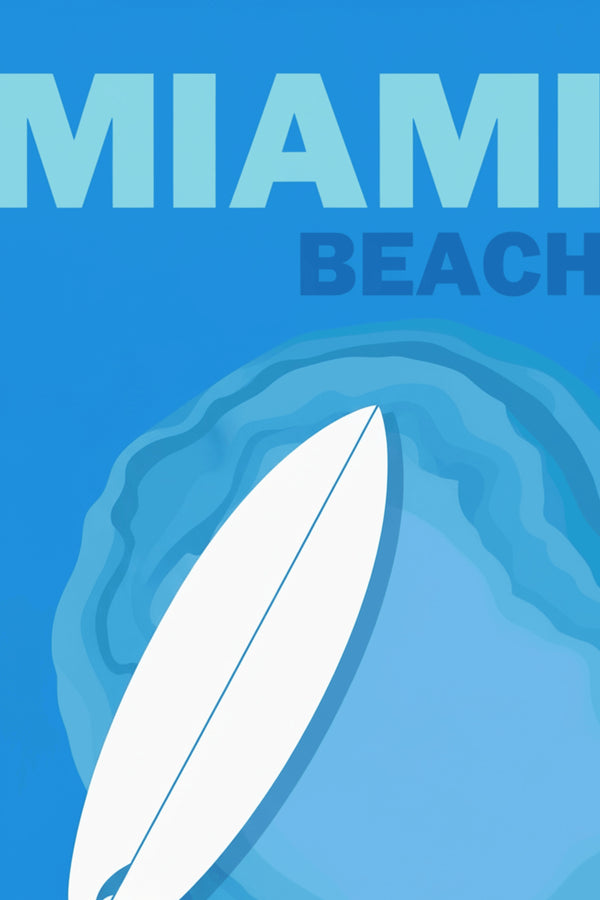 Miami Beach Surfboard Art Print – wall art print by LOUDHAUS