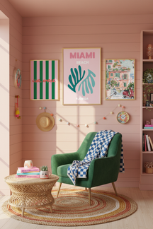Miami Beach Tropical Leaves Art Print as part of a gallery wall arrangement