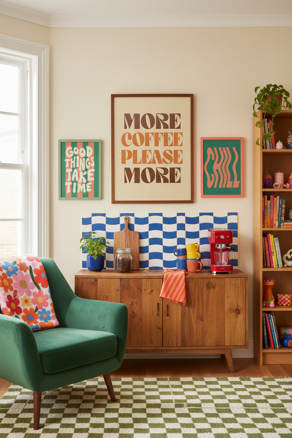 More Coffee Please Typography Art Print as part of a gallery wall arrangement