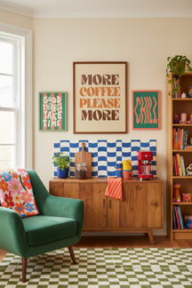More Coffee Please Typography Art Print as part of a gallery wall arrangement