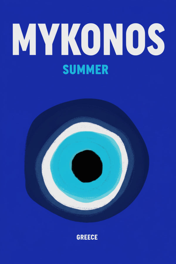Mykonos Evil Eye Travel Art Print – wall art print by LOUDHAUS