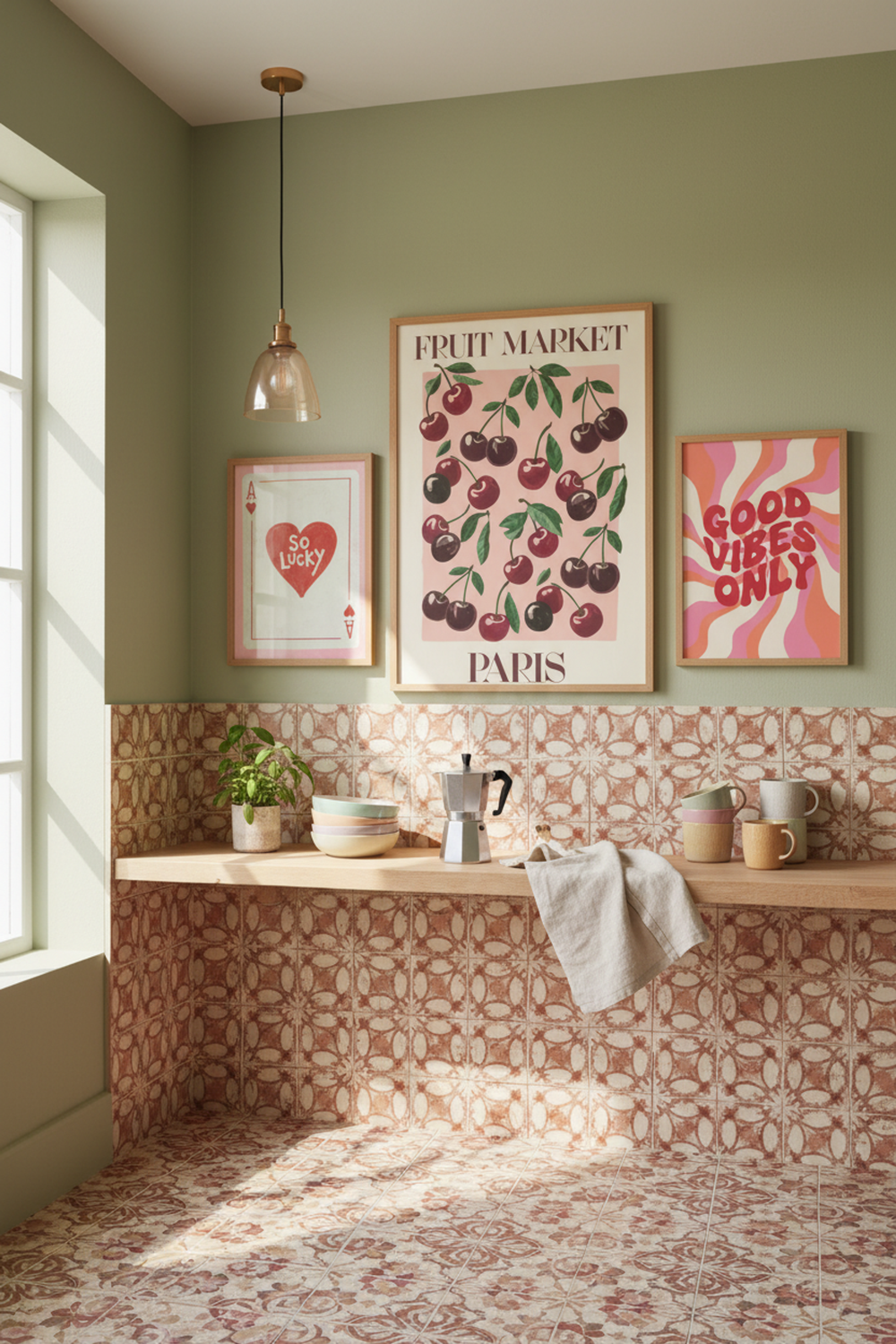 Paris Fruit Market Cherry Art Print as part of a gallery wall arrangement