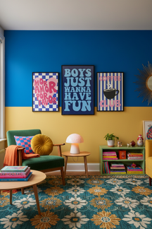 Playful 'Boys Just Wanna Have Fun' Print as part of a gallery wall arrangement