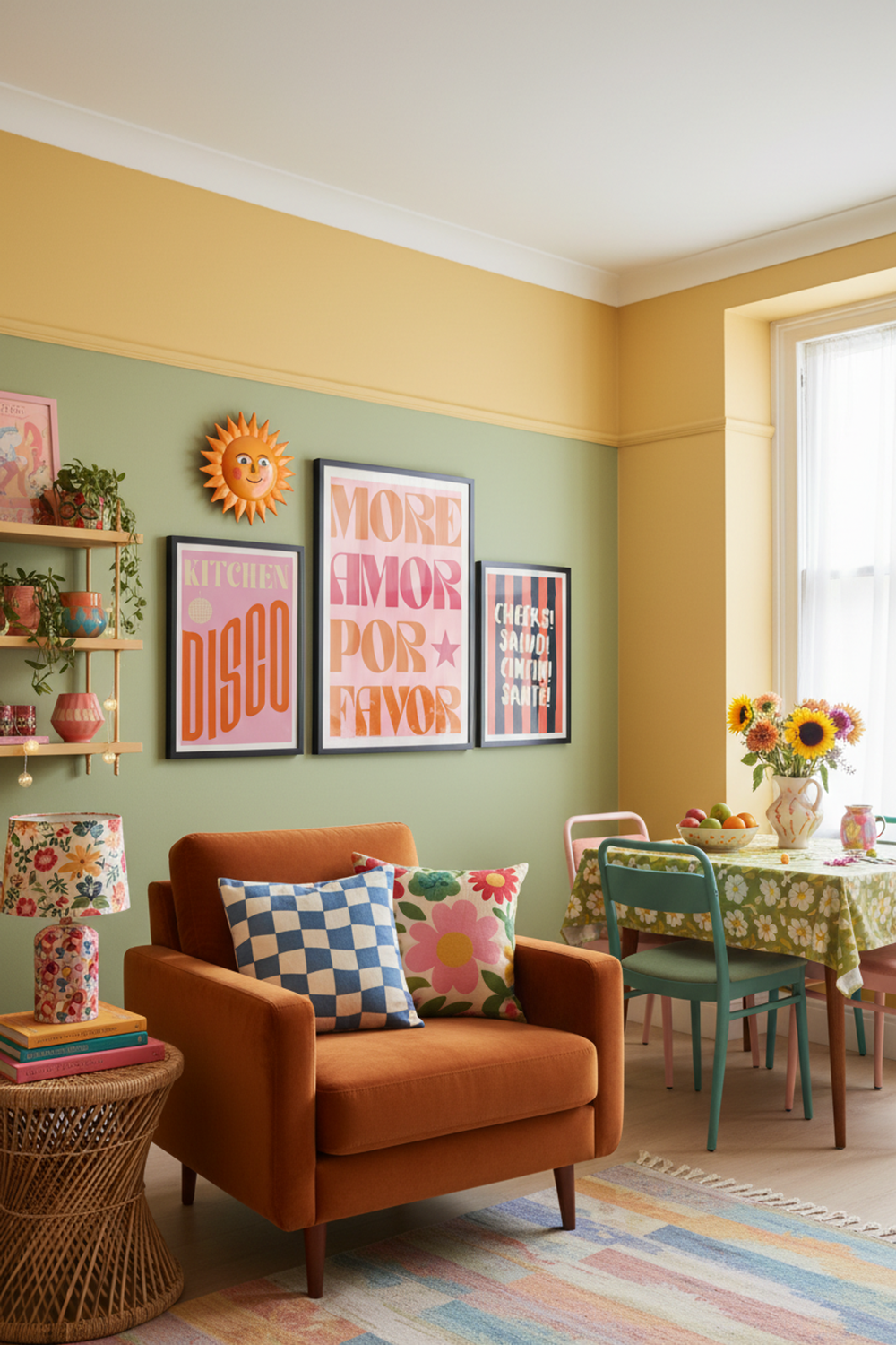 Playful 'More Amor Por Favor' Art Print as part of a gallery wall arrangement