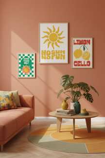 Playful 'No Sun No Fun' Art Print as part of a gallery wall arrangement