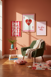 Playful Ace of Hearts Art Print as part of a gallery wall arrangement