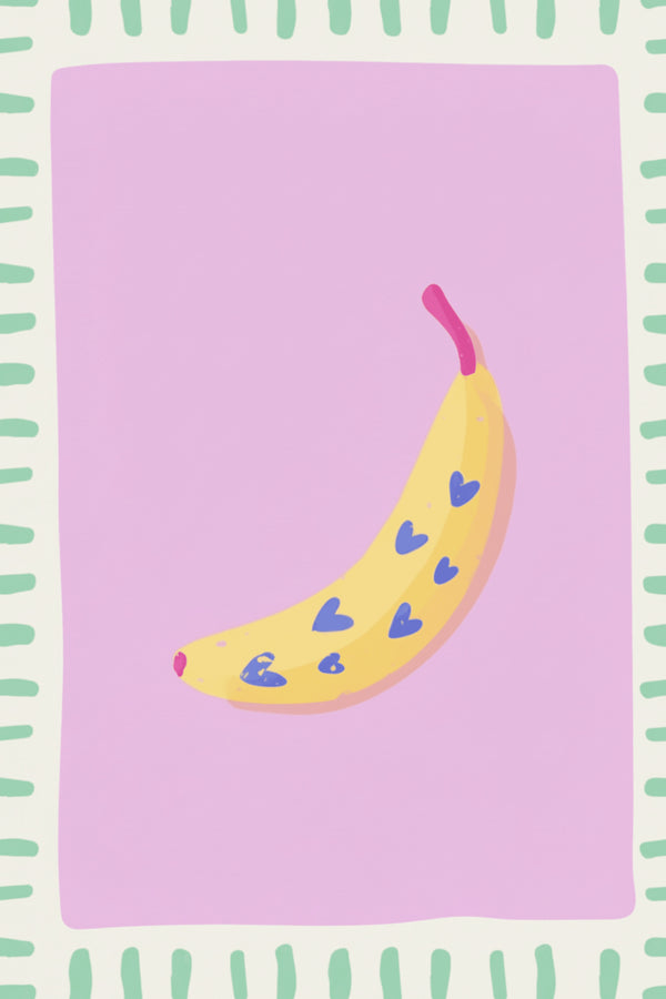 Playful Banana Hearts Art Print – wall art print by LOUDHAUS