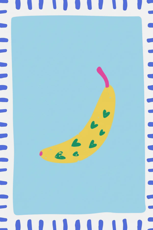 Playful Banana Illustration Art Print – wall art print by LOUDHAUS