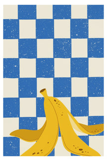 Playful Banana Peel Checkerboard Art Print – wall art print by LOUDHAUS