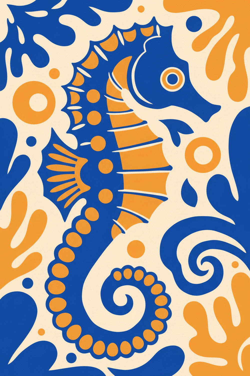 Playful Blue Seahorse Art Print – wall art print by LOUDHAUS