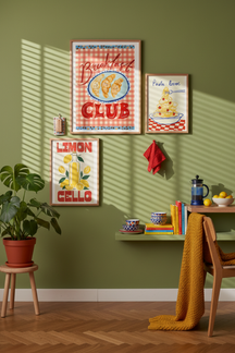 Playful Breakfast Club Art Print as part of a gallery wall arrangement