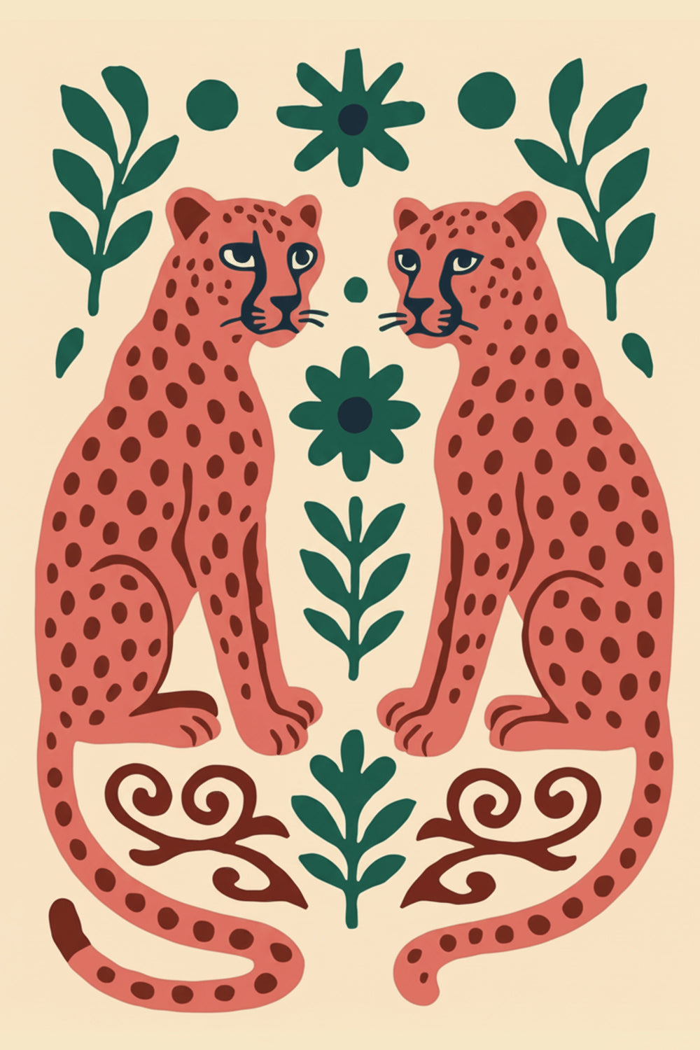 Playful Cheetah Duo Art Print – wall art print by LOUDHAUS