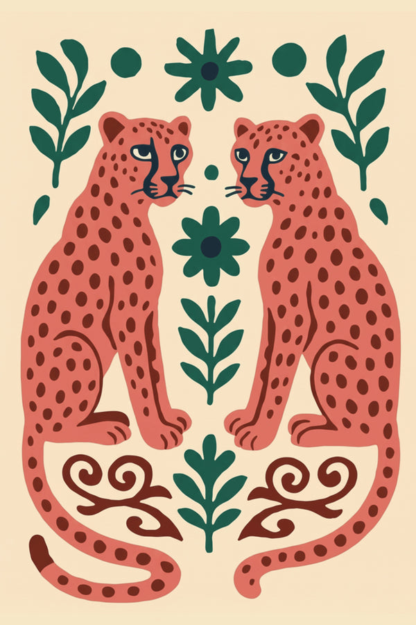 Playful Cheetah Duo Art Print – wall art print by LOUDHAUS