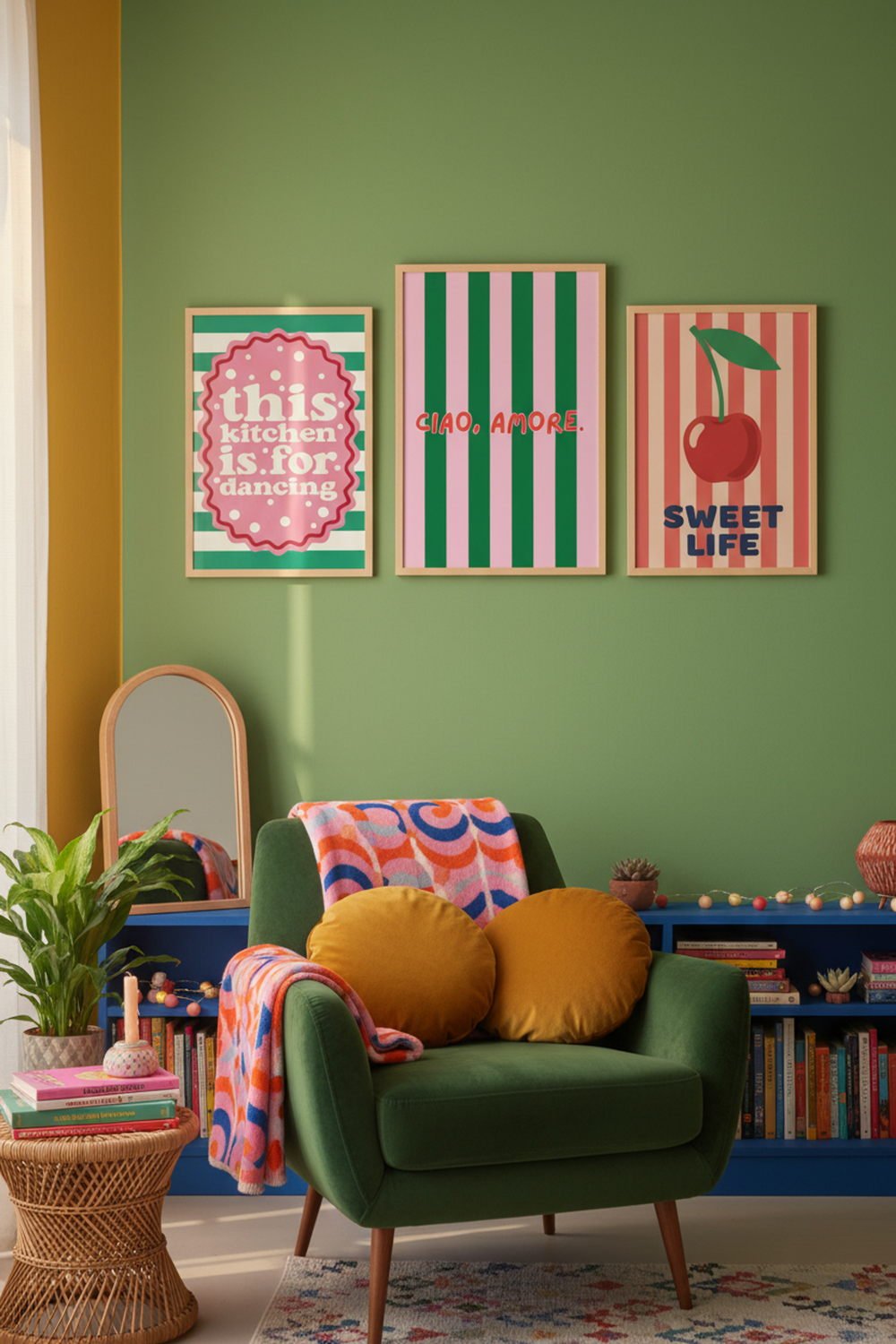 Playful Ciao Amore Typography Print as part of a gallery wall arrangement
