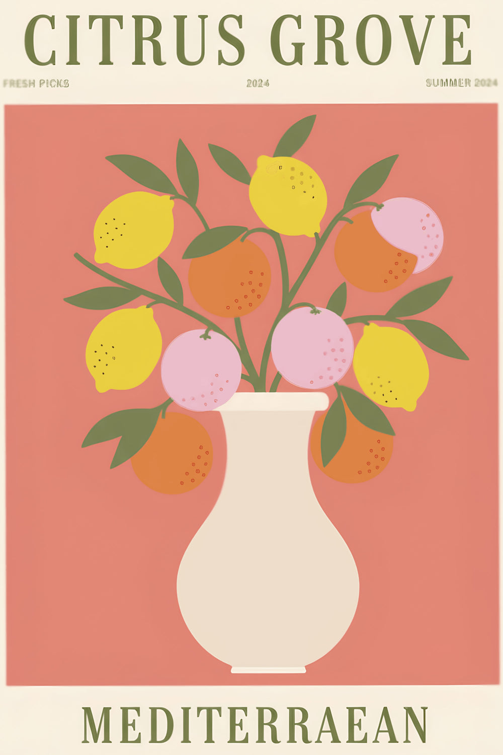 Playful Citrus Grove Art Print – wall art print by LOUDHAUS