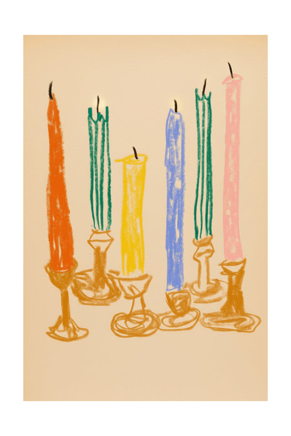 Playful Colourful Candles Art Print – wall art print by LOUDHAUS