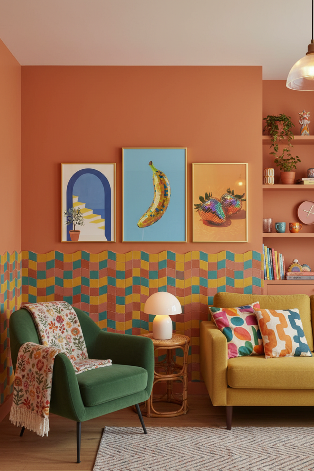 Playful Disco Banana Art Print as part of a gallery wall arrangement