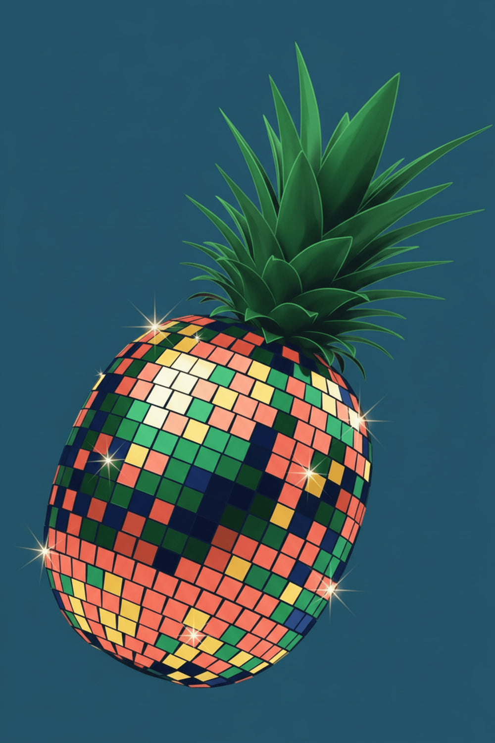 Playful Disco Pineapple Art Print – wall art print by LOUDHAUS