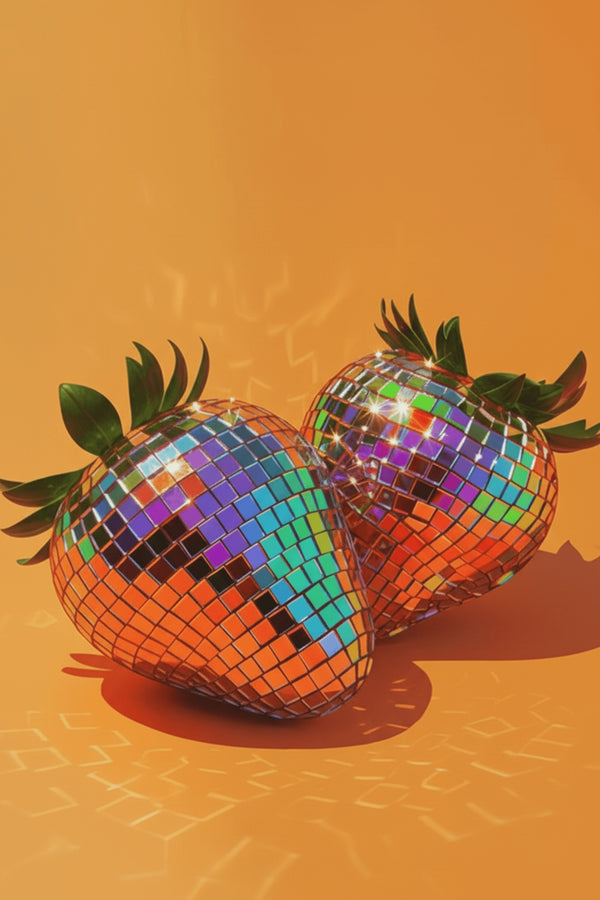 Playful Disco Strawberry Art Print – wall art print by LOUDHAUS