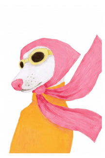 Playful Dog with Scarf Art Print – wall art print by LOUDHAUS