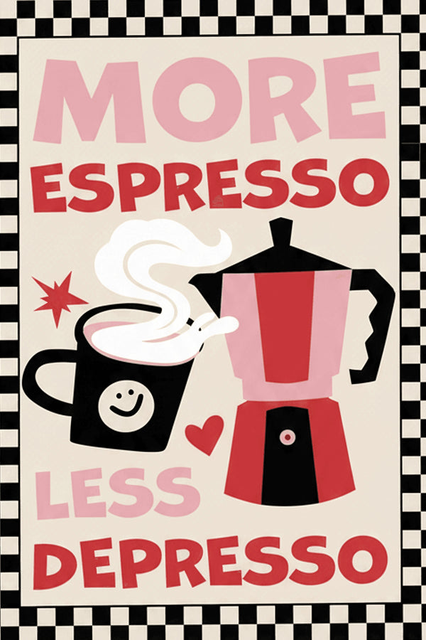 Playful Espresso Quote Art Print – wall art print by LOUDHAUS