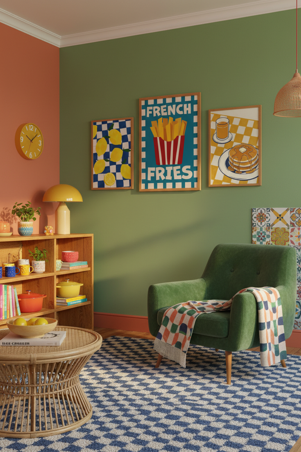 Playful French Fries Art Print as part of a gallery wall arrangement