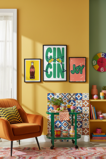 Playful Gin Cocktails Art Print as part of a gallery wall arrangement