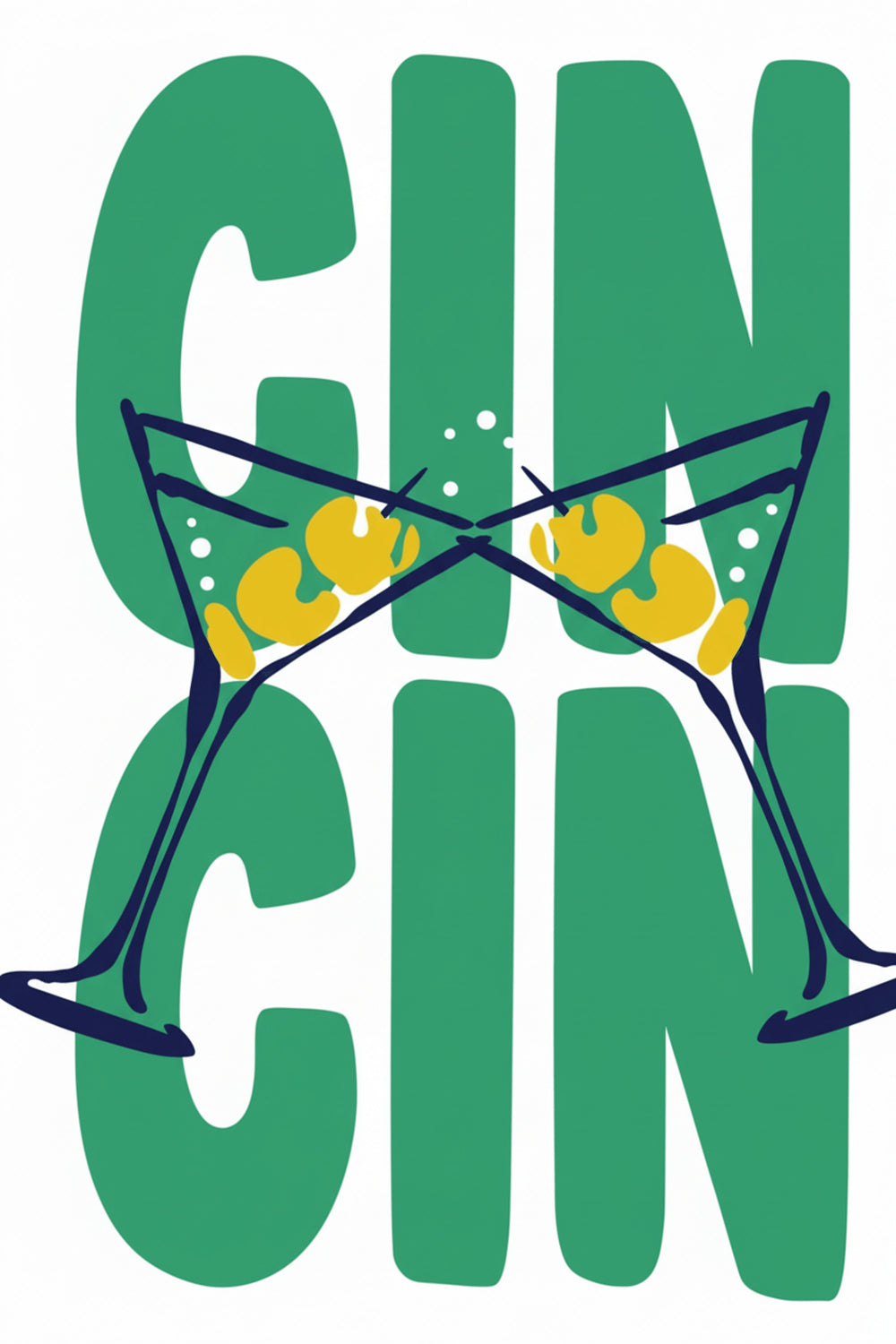 Playful Gin Cocktails Art Print – wall art print by LOUDHAUS