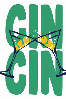 Playful Gin Cocktails Art Print – wall art print by LOUDHAUS