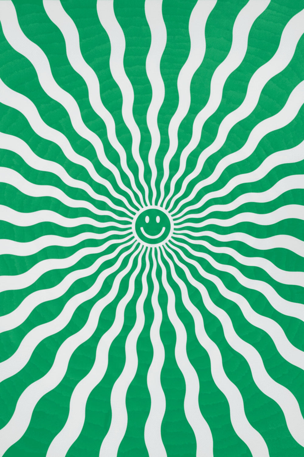 Playful Green Smiley Burst Art Print – wall art print by LOUDHAUS