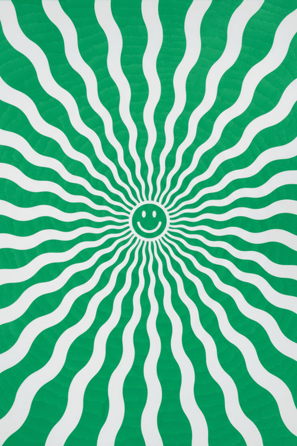 Playful Green Smiley Burst Art Print – wall art print by LOUDHAUS