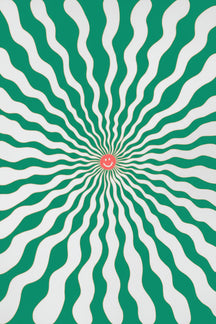 Playful Green Sunburst Art Print – wall art print by LOUDHAUS
