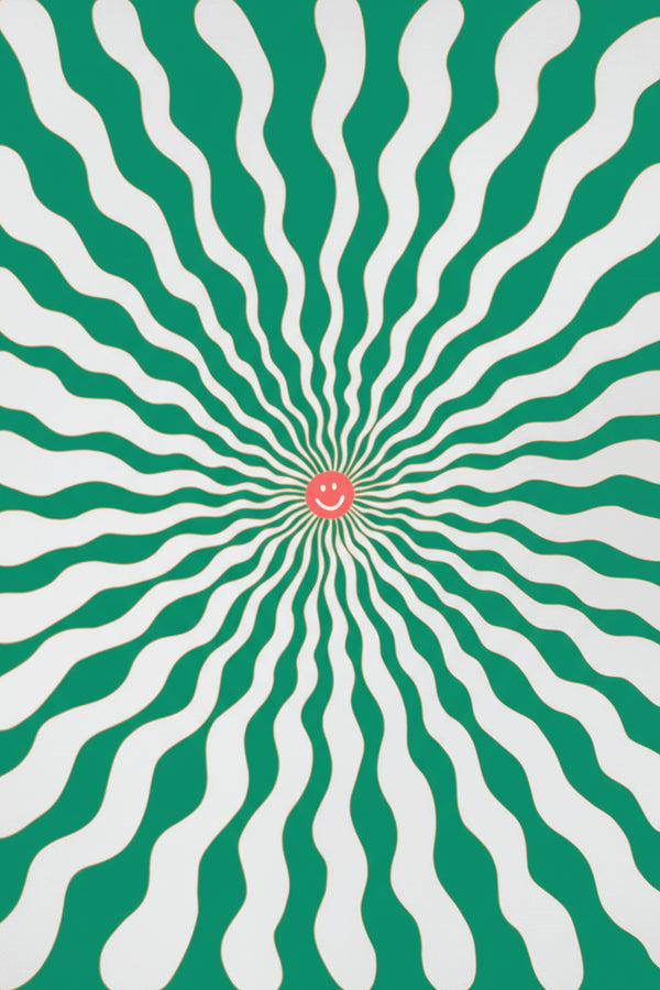 Playful Green Sunburst Art Print – wall art print by LOUDHAUS