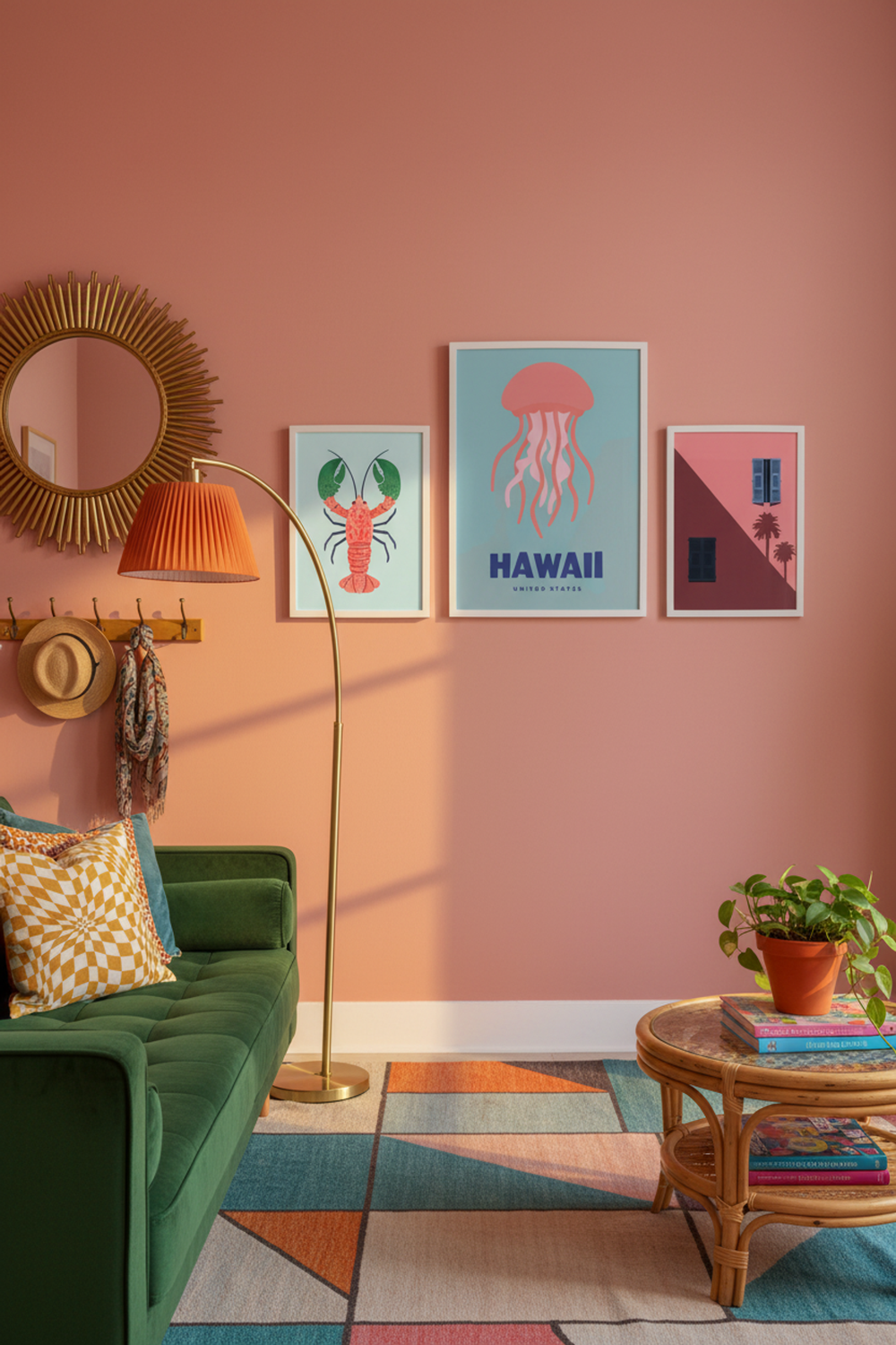 Playful Hawaii Jellyfish Art Print as part of a gallery wall arrangement