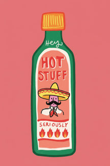 Playful Hot Sauce Bottle Art Print – wall art print by LOUDHAUS
