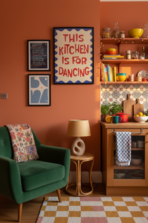 Playful Kitchen Dancing Quote Art Print as part of a gallery wall arrangement