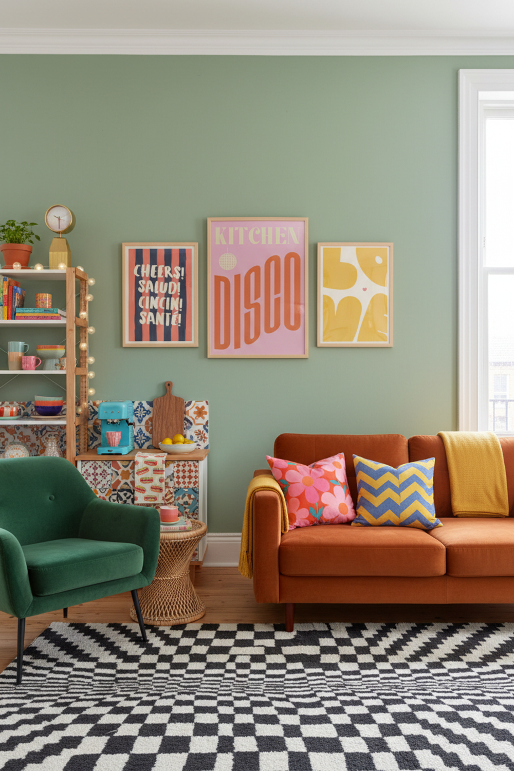 Playful Kitchen Disco Art Print as part of a gallery wall arrangement