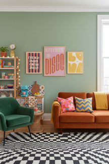 Playful Kitchen Disco Art Print as part of a gallery wall arrangement