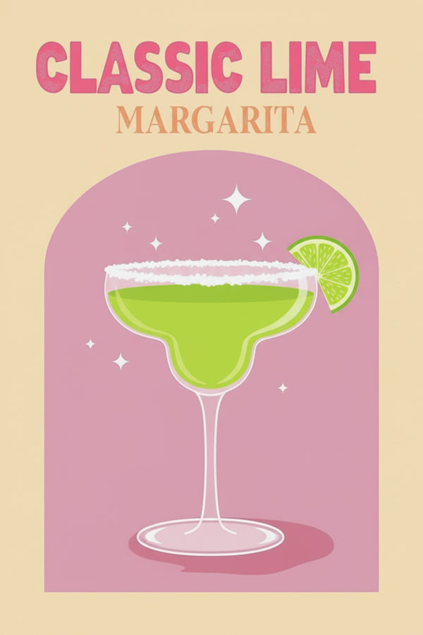 Playful Lime Margarita Cocktail Art Print – wall art print by LOUDHAUS