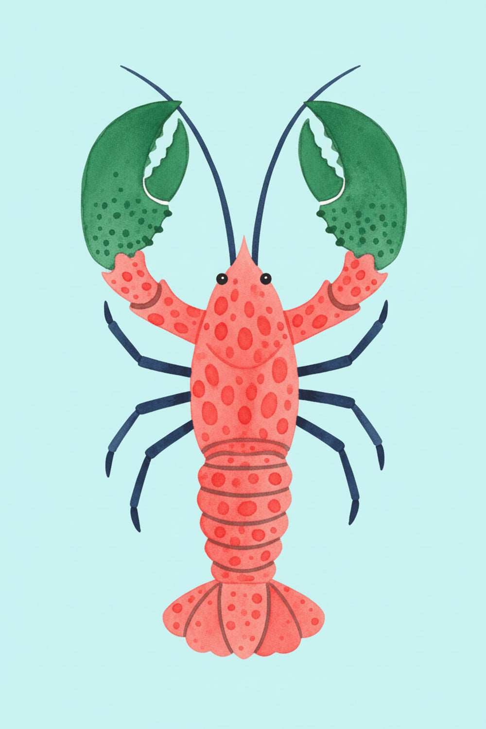 Playful Lobster Illustration Art Print – wall art print by LOUDHAUS