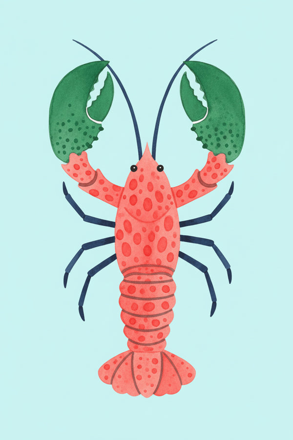 Playful Lobster Illustration Art Print – wall art print by LOUDHAUS