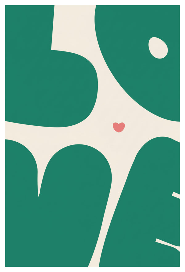 Playful Love Typography Art Print shown framed in a modern room setting