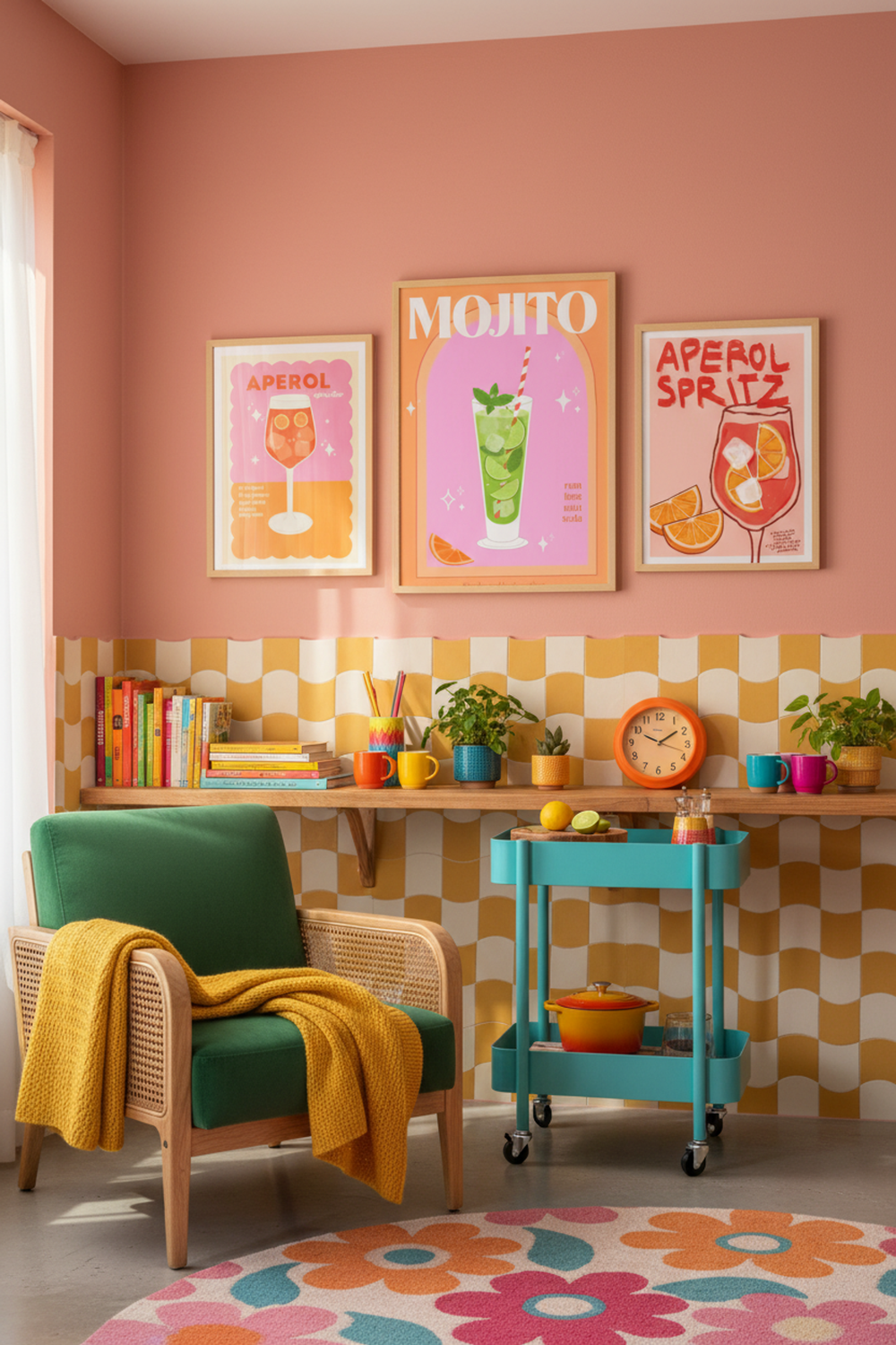 Playful Mojito Cocktail Art Print as part of a gallery wall arrangement