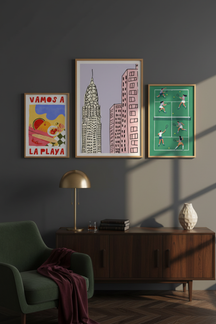Playful New York Cityscape Art Print as part of a gallery wall arrangement